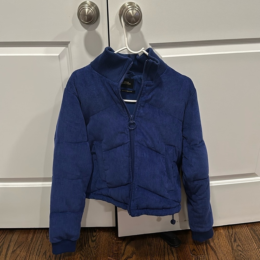 Urban Outfitters Blue Corduroy Puffer Jacket